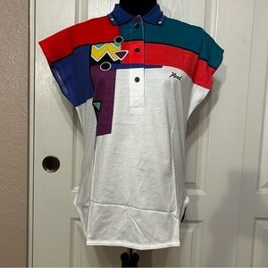 Vintage NWT Head Sportswear Colorblocked Geometric Polo‎ Shirt Size Small